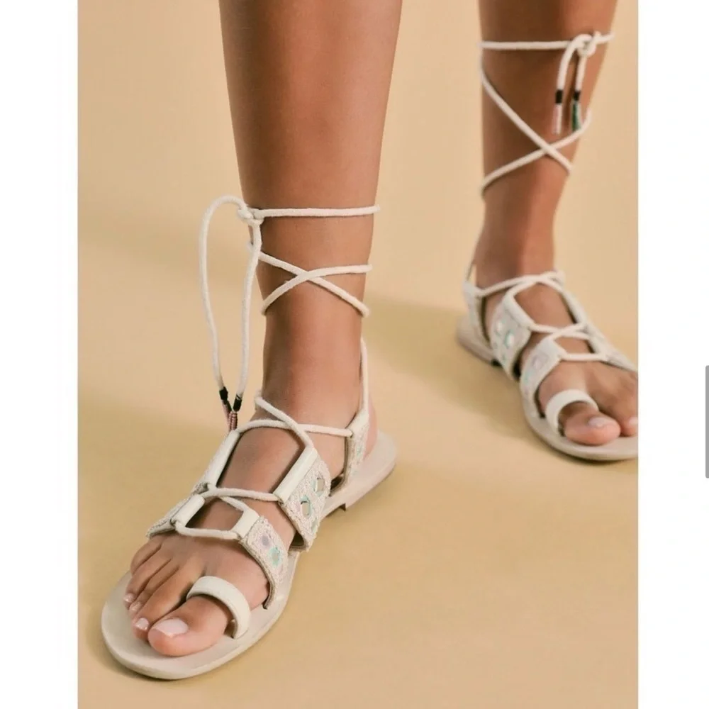 Free People Lace Up Mantra Mirror Sandals